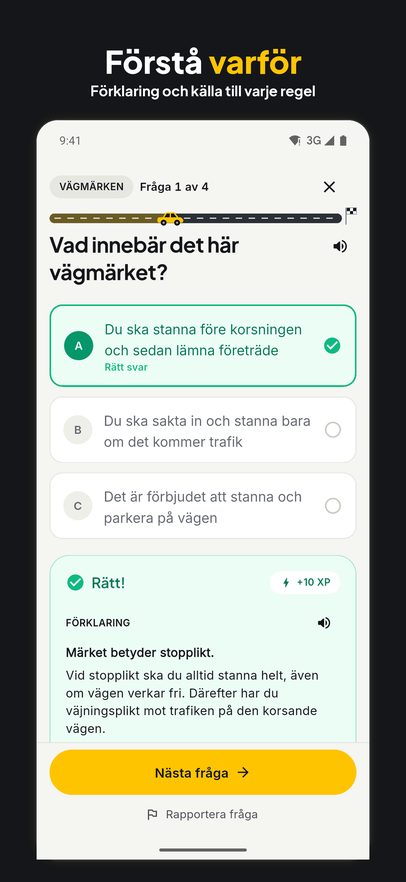 Förklaring och källa efter varje svar