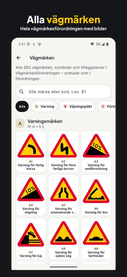 Alla vägmärken med bilder
